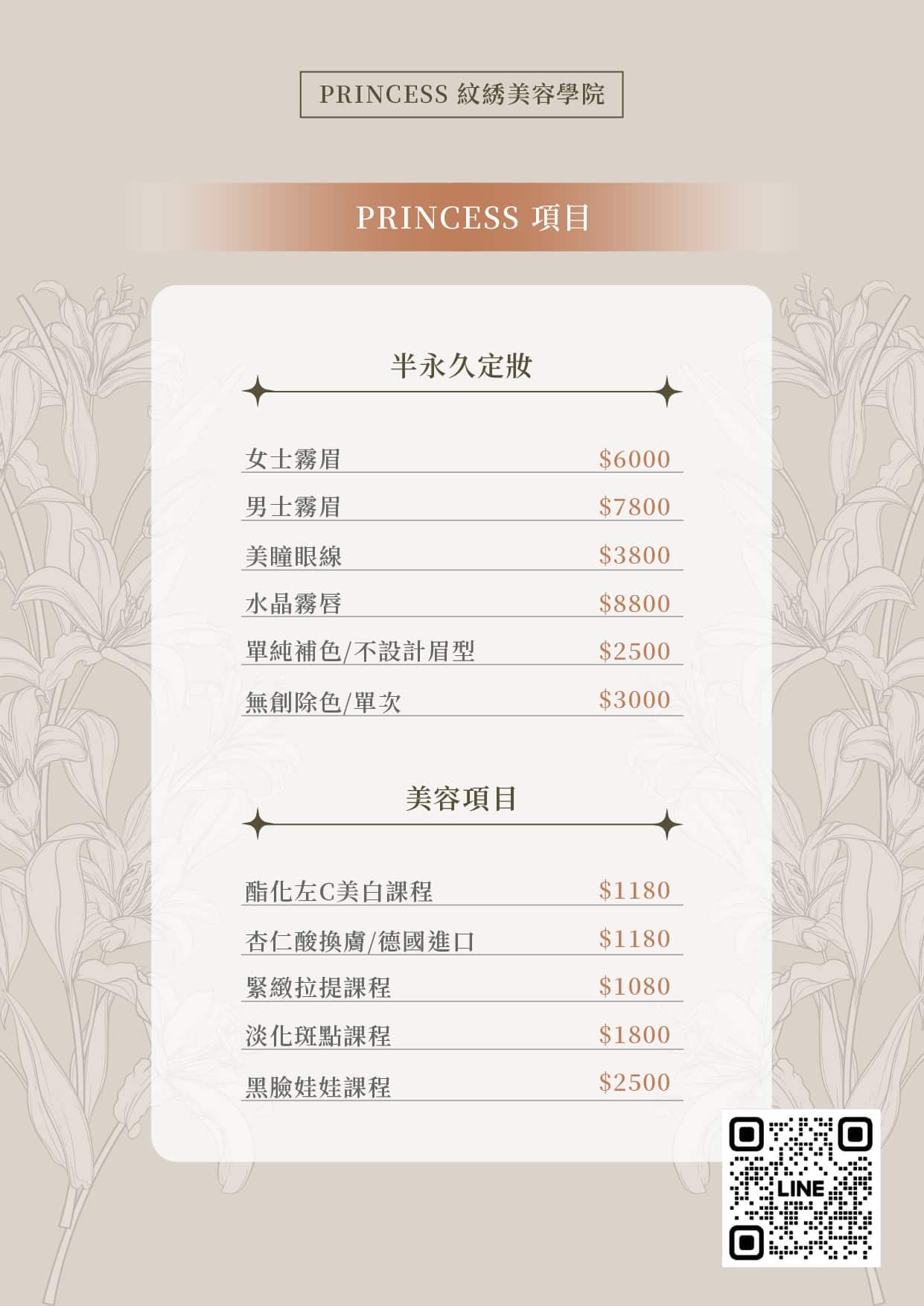 價目表